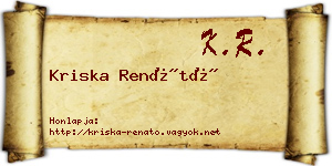 Kriska Renátó névjegykártya